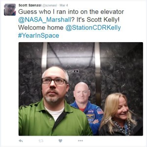 astronaut in elevator